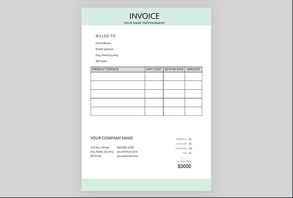 free photography invoice templates