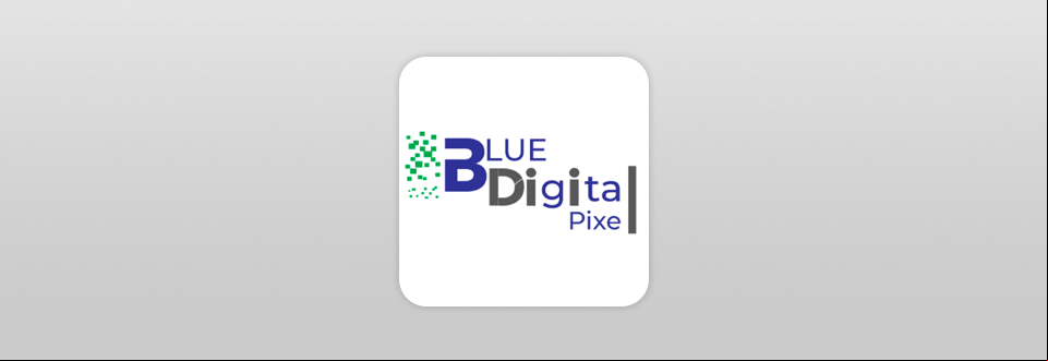 blue digital pixel logo